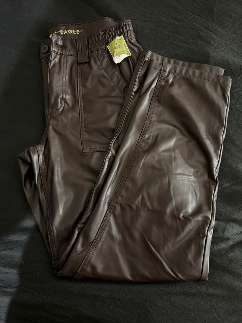 American Eagle Faux Leather Brown cargo Pants